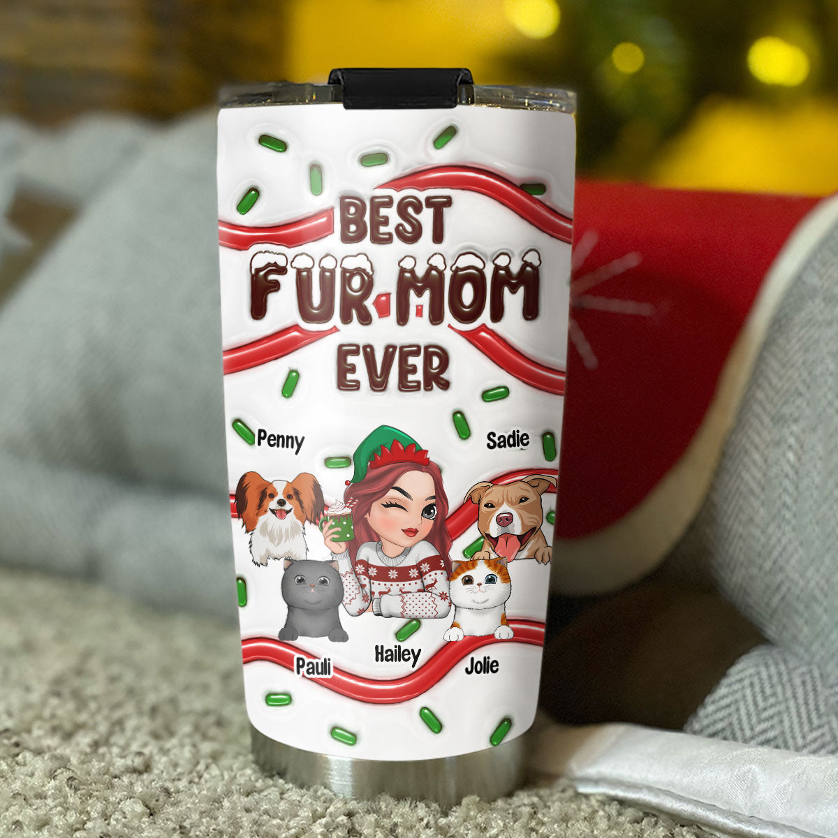 Top-Rated Personalized Custom 3D Inflated Effect Tumbler for Fur Moms - Ideal Gift with Thousands of Cool Designs