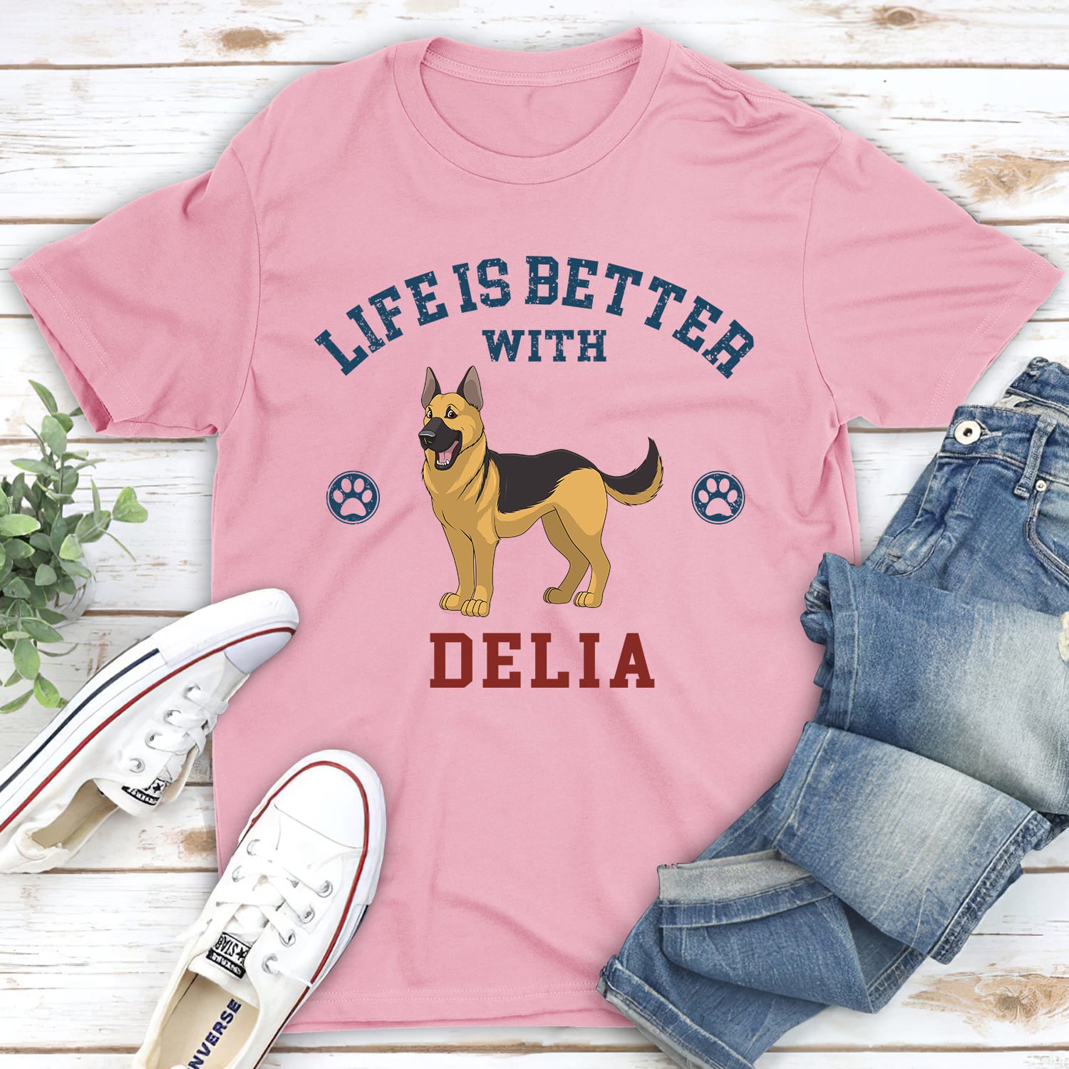 Life Is Better Retro - Personalized Custom Unisex 5.3 oz T-shirt for Pet Lovers