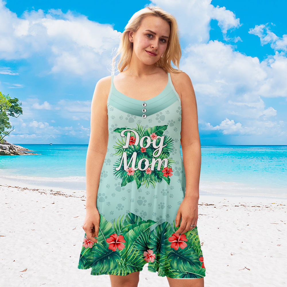 Stylish Dog Mom Floral Strap Dress - Ideal Gift for Pet Lovers