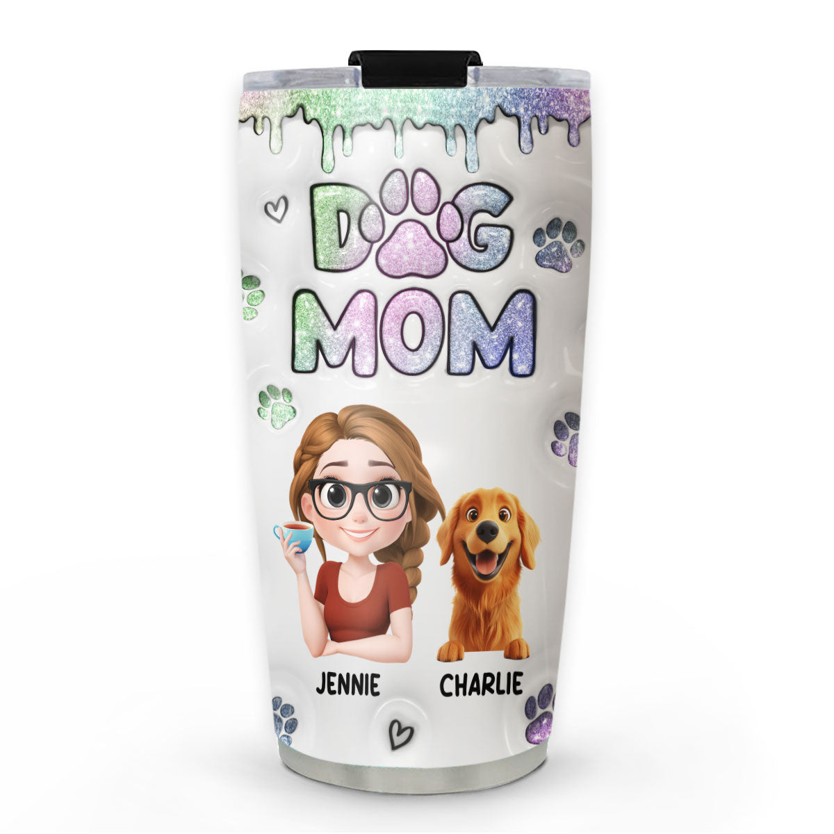 Adorable Chibi Dog Mom Version 2 - Personalized Custom 3D Inflated Effect 20oz Stainless Steel Tumbler for All Occasions