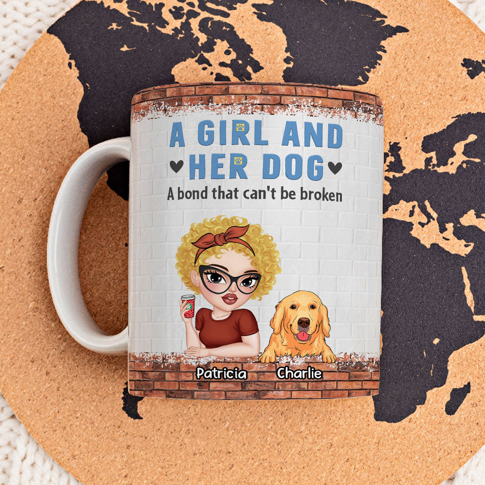 Unbreakable Bond of a Girl and Her Dog - 11oz Personalized Custom Coffee Mug for All Beverages