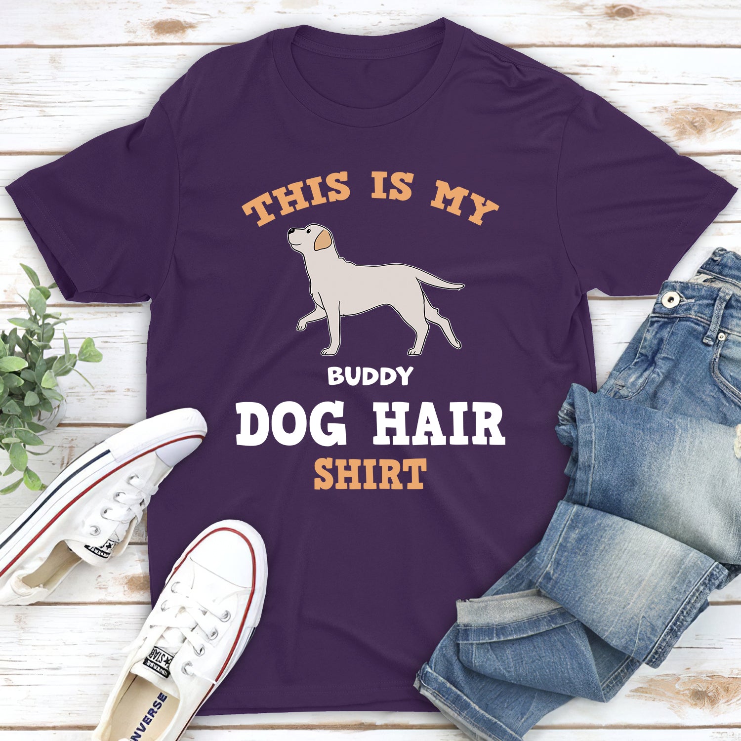 This Is My Dog Hair Personalized Custom Unisex 5.3 oz T-shirt - Ideal Gift for Pet Lovers