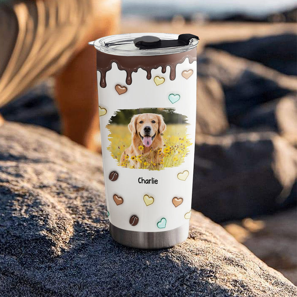 Unique Personalized Custom 3D Inflated Coffee And Pet Photo Tumbler - 20oz High - Quality Stainless Steel