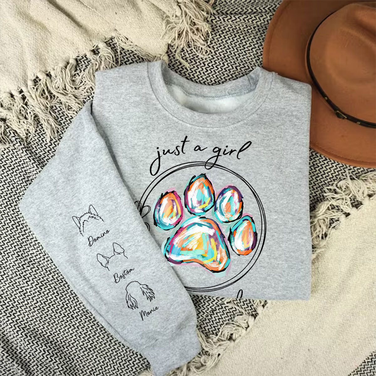 Just A Girl - Personalized Custom Unisex 6.0 oz Long Sleeve T-shirt for Pet Lovers