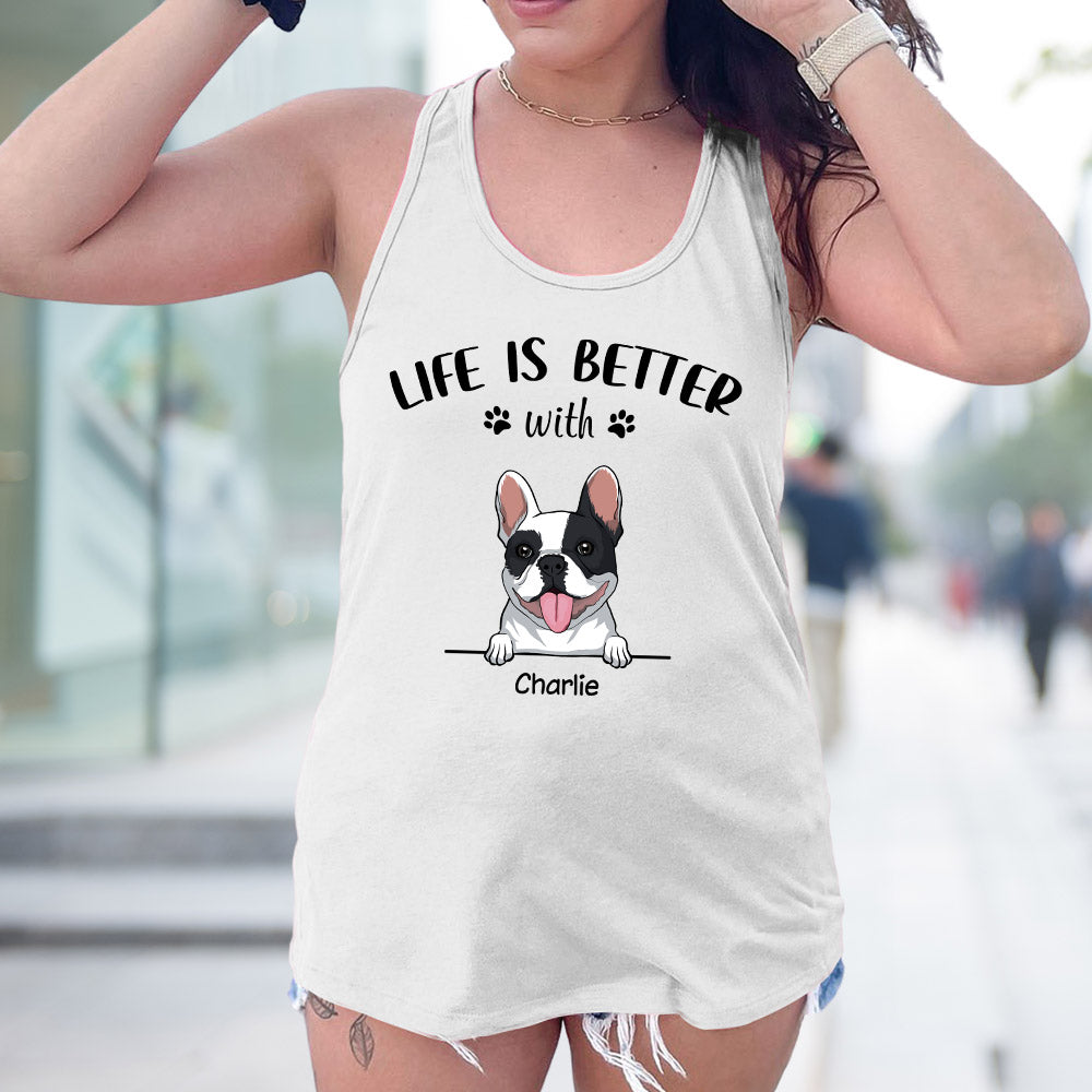Life Is Better - Customizable Personalized Women's Summer Racerback Tank for Dog Lovers