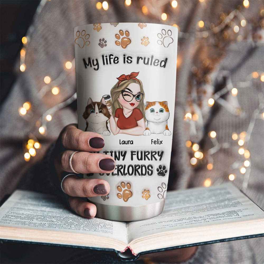 My Cats Rule My Life - Personalized Custom 3D Inflated Effect 20oz Stainless Steel Tumbler for All Occasions