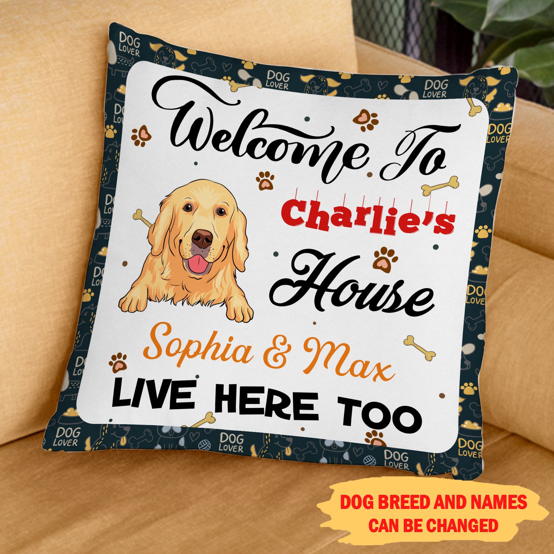 Welcome To My House 1 - Personalized Custom Linen Throw Pillow in 12' x 12' and 18' x 18' Sizes