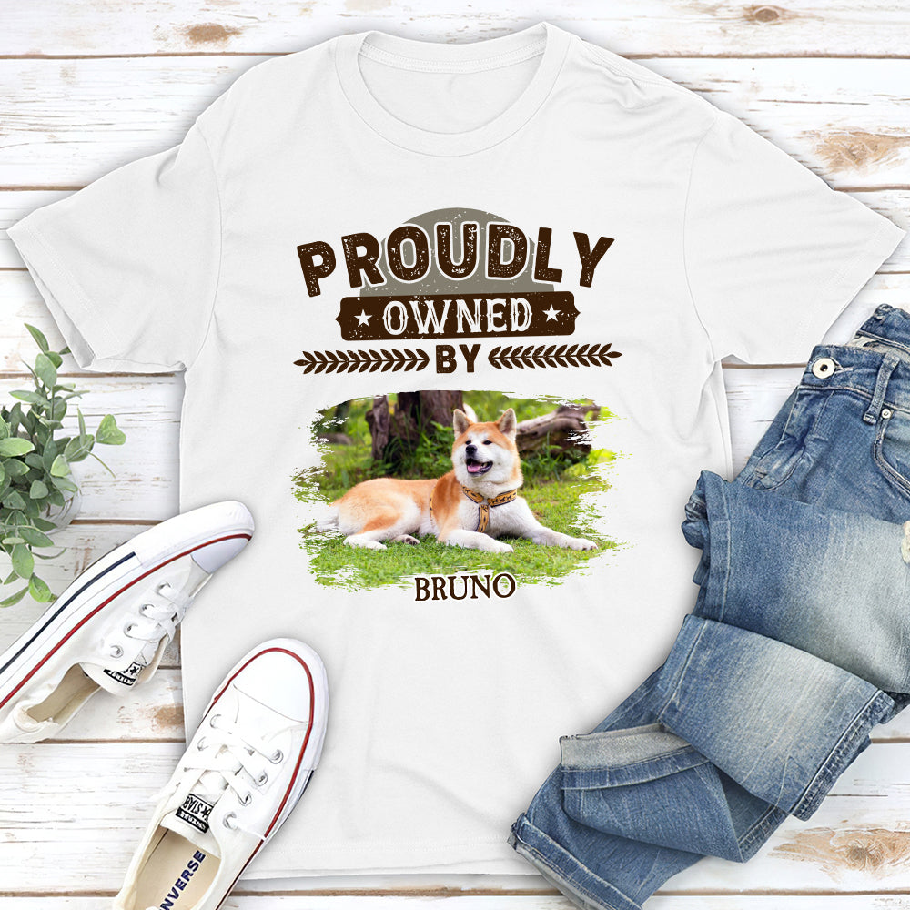 Proudly Owned By Photo - Personalized Custom Unisex 5.3 oz T-shirt for Pet Lovers