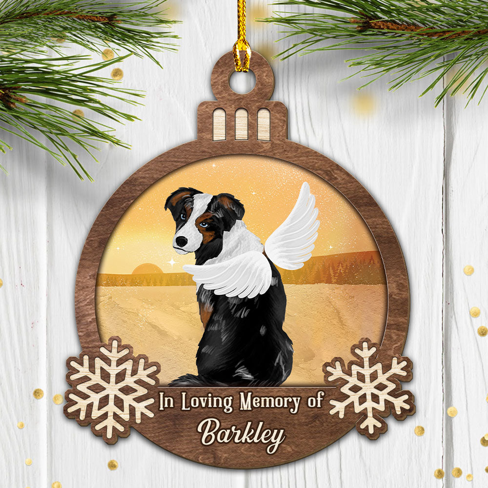 In Heaven, In Loving Memory - Personalized Custom Single - Layered Wood Christmas Ornament for Pet Lovers