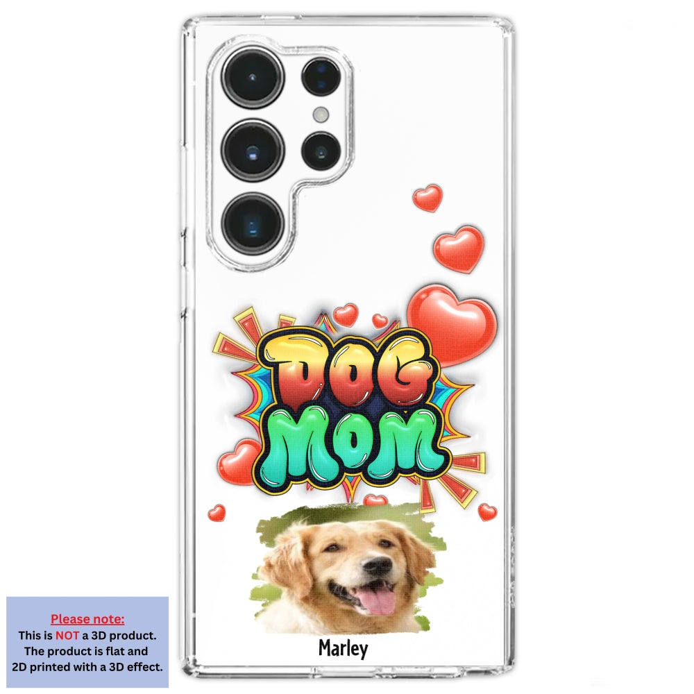 Dog Mom Gradient Photo - Personalized Custom 3D Inflated Effect Luxury Phone Case for Smartphones