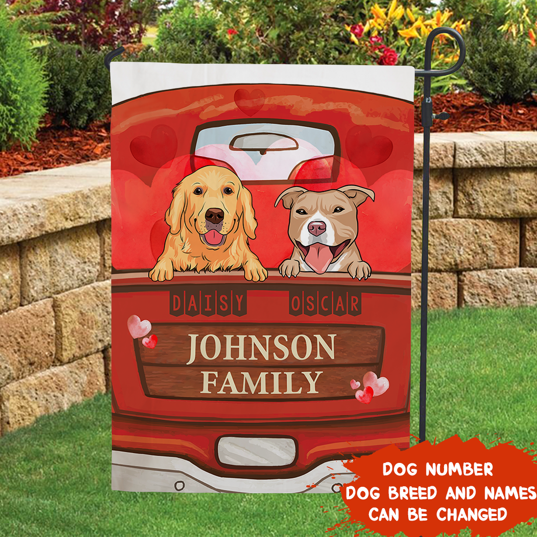 Love Pets Family – Personalized Custom USA-Printed Garden Flag in 12'x18' & 28'x40' Sizes - Ideal Gifts For Dog Lovers