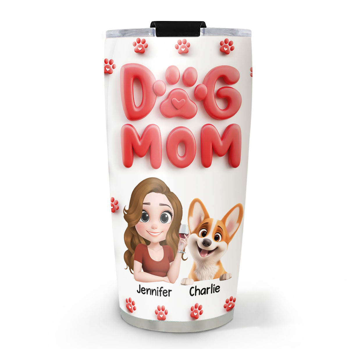 Dog Mom Cartoon Style - Personalized Custom 20oz Tumbler with Thousands of Cool Designs
