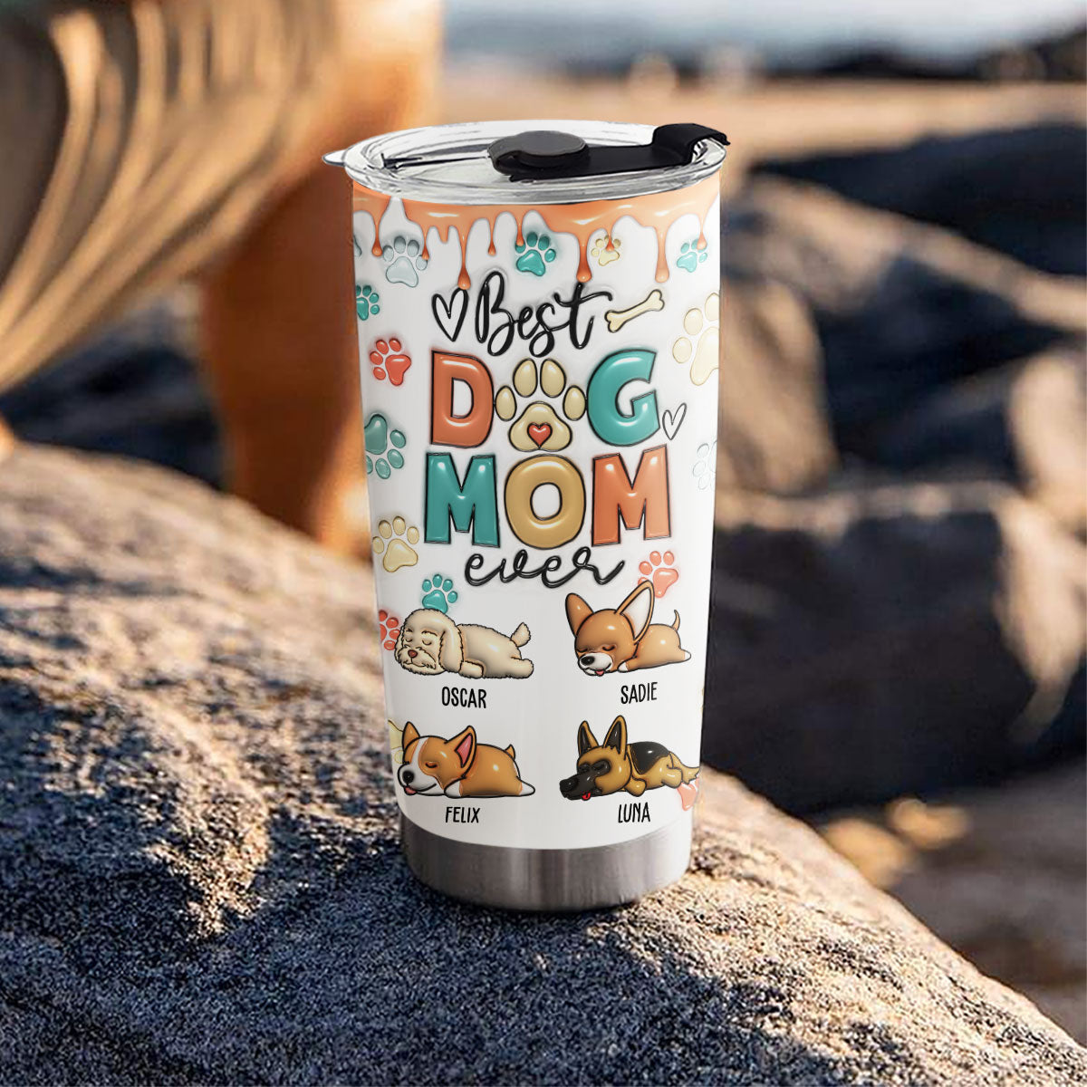 Best Mom In My Heart - Personalized Custom 3D Inflated Effect 20oz Stainless Steel Tumbler with Thousands of Cool Designs