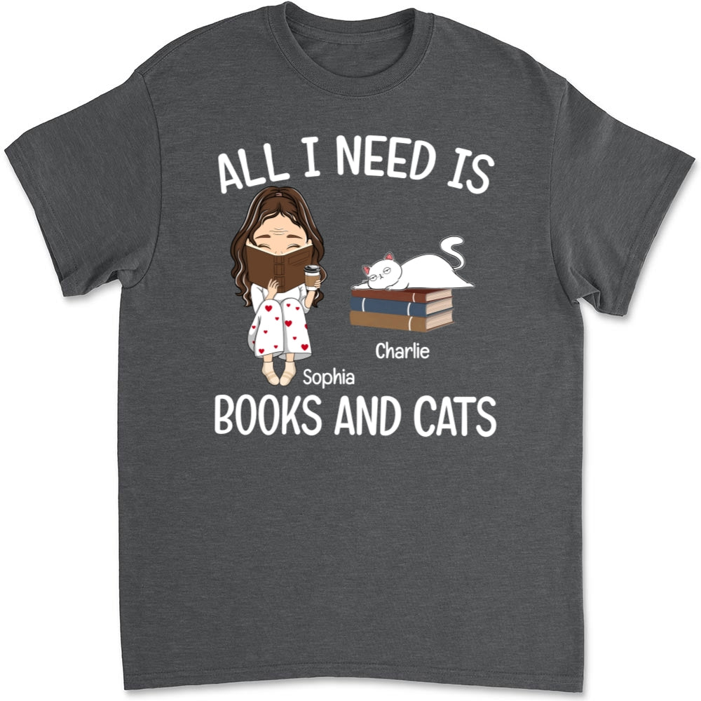 Books And Cats - Exquisite Personalized Custom Unisex 5.3 oz T-shirt