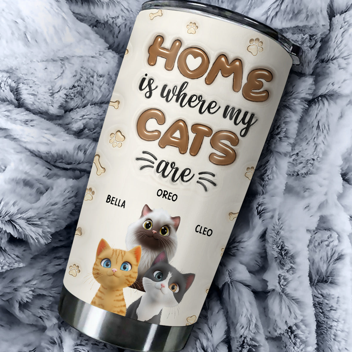 Home Is Where My Cats Are - Personalized Custom 3D Inflated Effect 20oz Stainless Steel Tumbler with Thousands of Cool Designs
