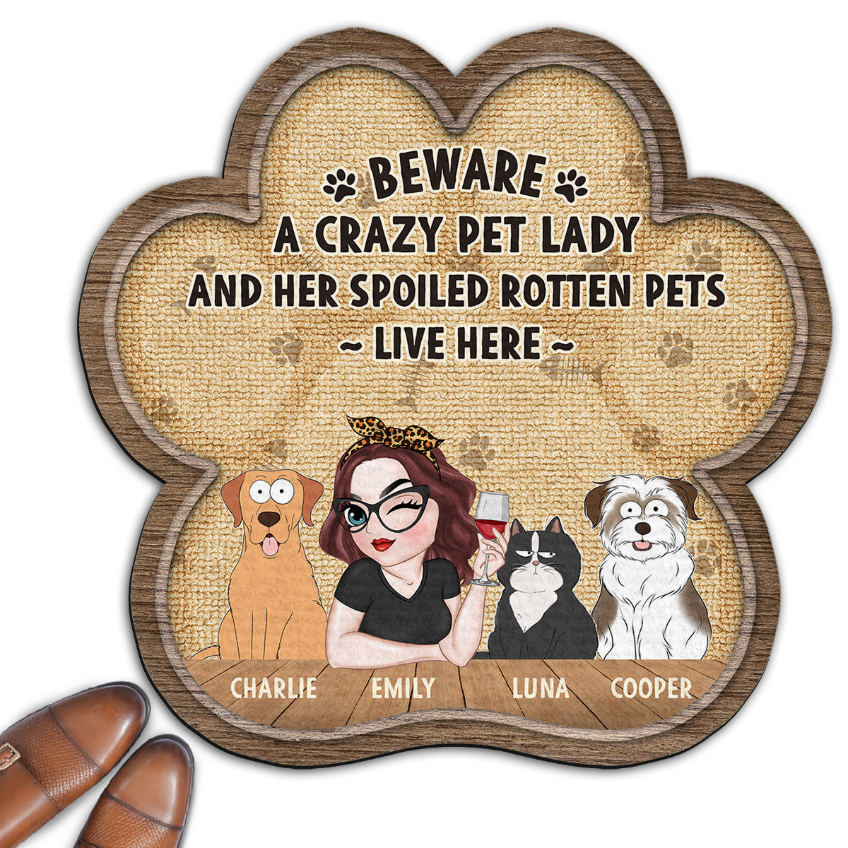 A Crazy Pet Lady - Personalized Custom Doormat with Vibrant Pet Photos in Multiple Sizes