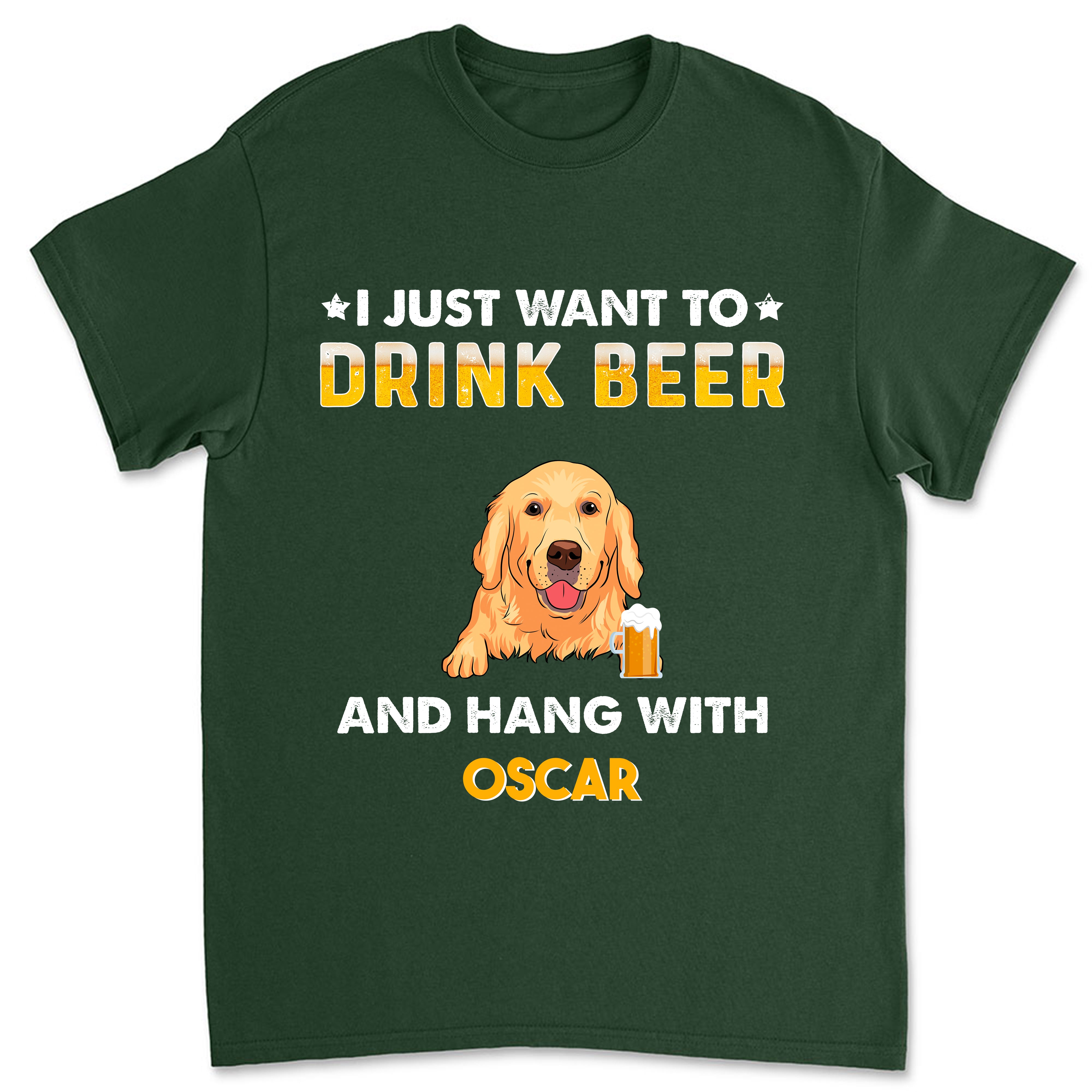 Personalized Custom Unisex 'Drink Beer And Hang With Dog' T-shirt - 5.3 oz