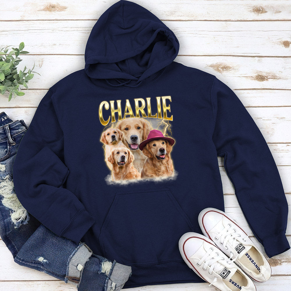 Custom Pet Face Vintage Version 8 - One-of-a-Kind Personalized Custom Hoodie for Pet Lovers