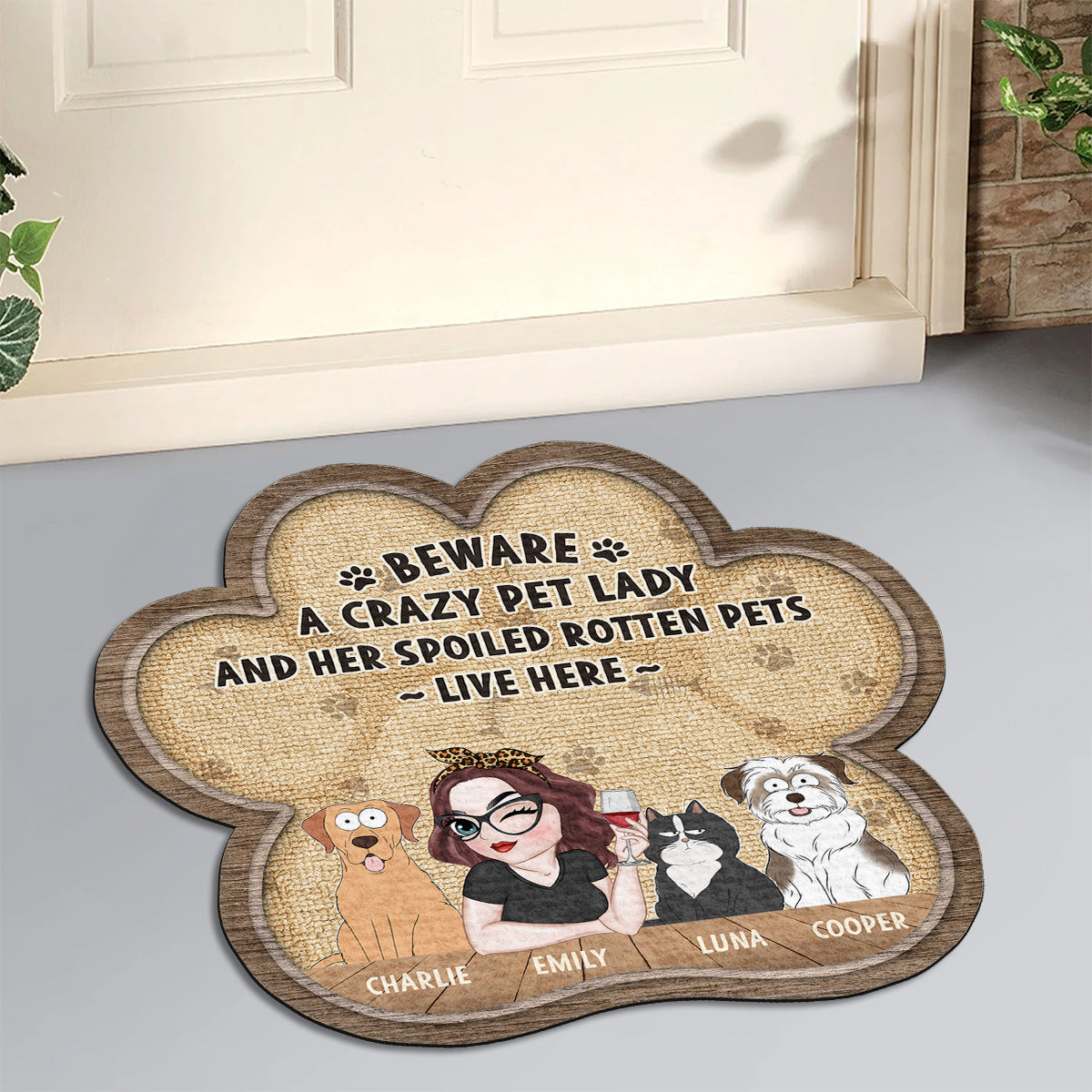 A Crazy Pet Lady - Personalized Custom Doormat with Vibrant Pet Photos in Multiple Sizes