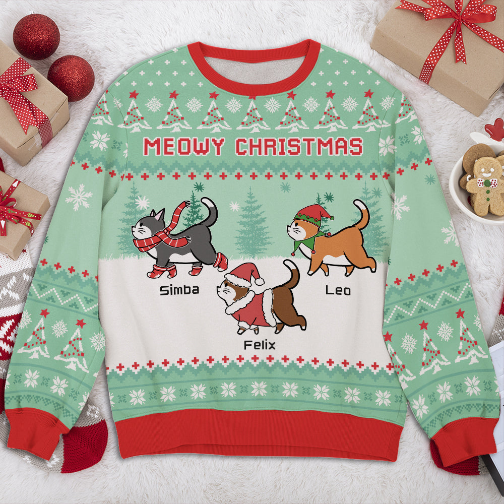 Meowy Christmas Mint - Exclusive Personalized Custom All-Over-Print Unisex 8.8 oz Sweatshirt