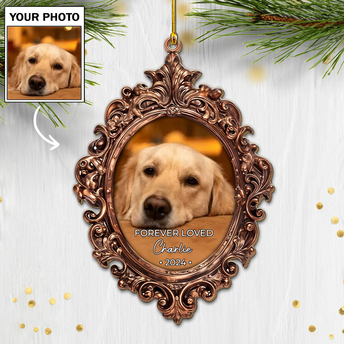 Forever Loved Customizable Personalized Photo Pet Memorial - One-of-a-Kind Custom Wood Christmas Ornament
