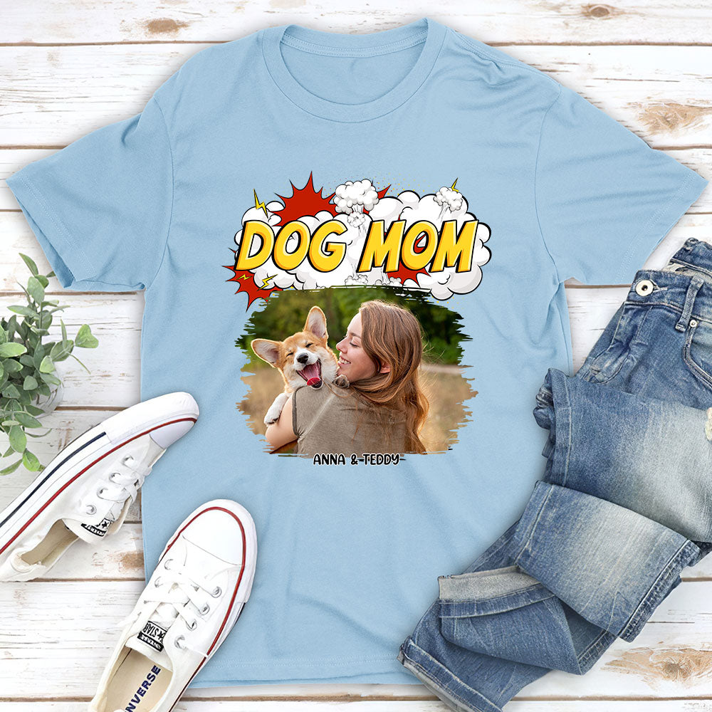 Customizable Dog Mom Comic Photo Unisex T-Shirt - Ideal Gift for Pet Lovers