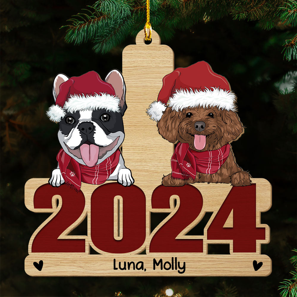 2024 Happy Holiday - Exclusively Personalized Single - Layered Wood Christmas Ornament for Pet Lovers