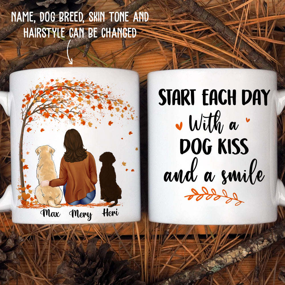 Start Your Day Joyfully with a Dog Kiss, a Smile, and a Personalized Custom Coffee Mug