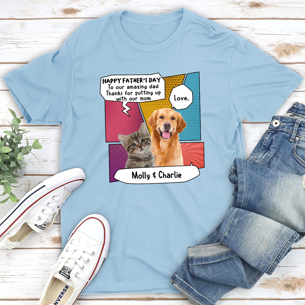 Stunning Pop Art Personalized Custom Unisex Pet Dad T-shirt