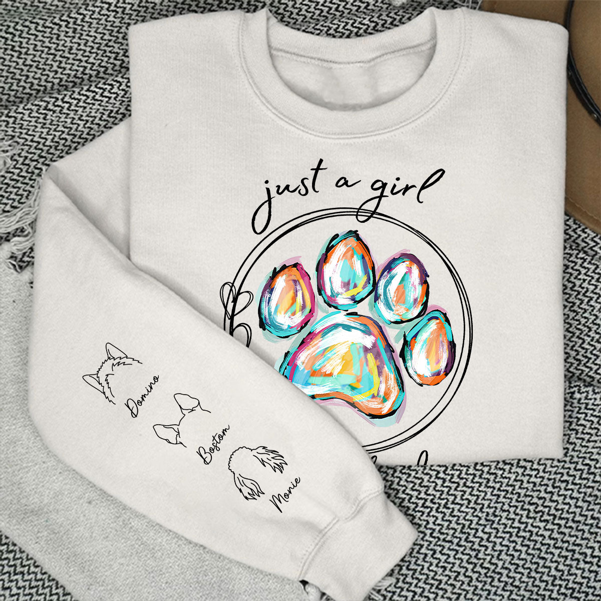 Just A Girl - Personalized Custom Unisex 6.0 oz Long Sleeve T-shirt for Pet Lovers