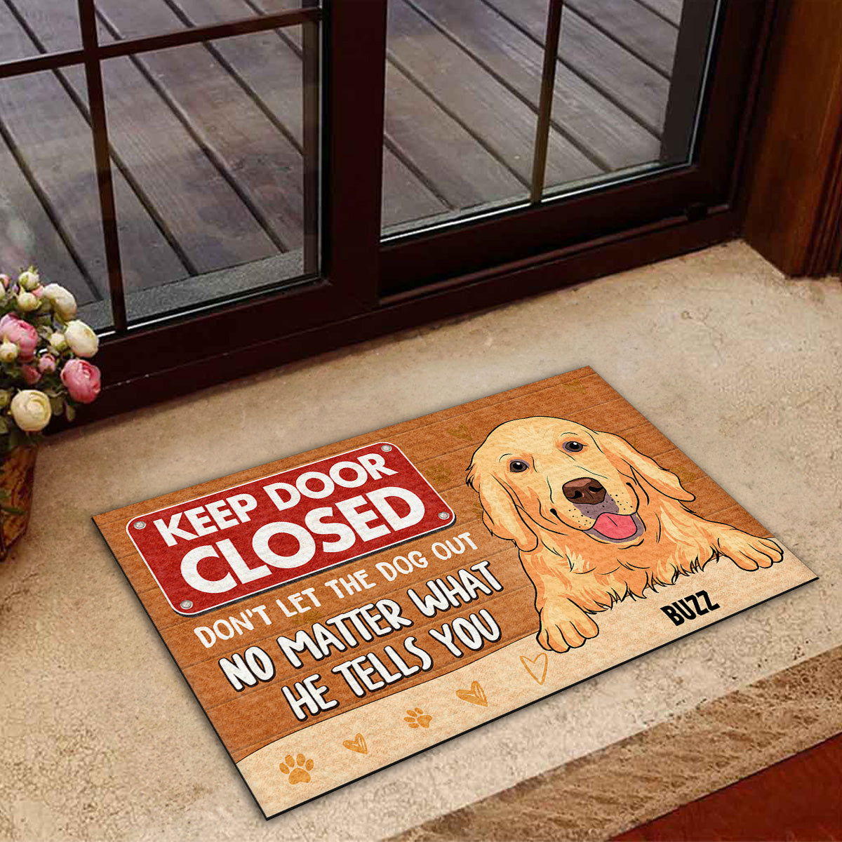 Keep Door Closed - Personalized Custom Dog Picture Doormat for Pet Lovers