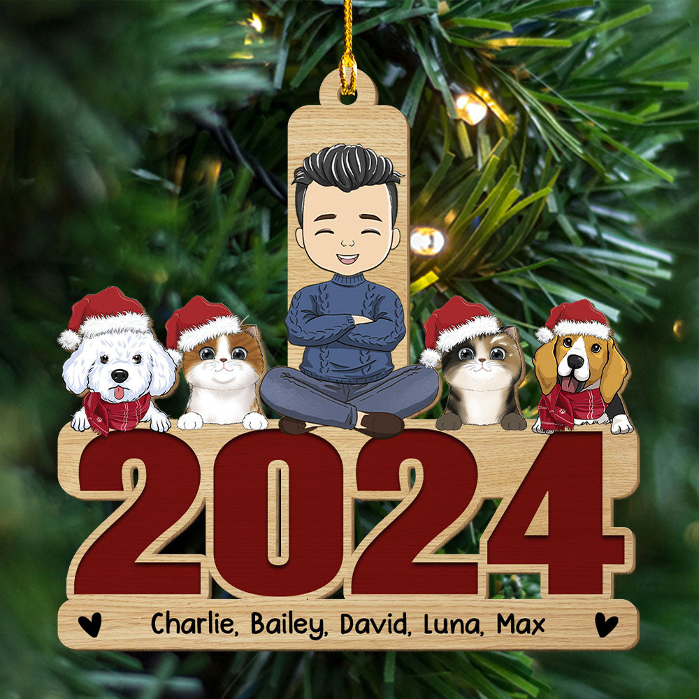 Happy Pawliday With Pets - Personalized Custom 1-layered Wood Christmas Ornament for Pet Lovers