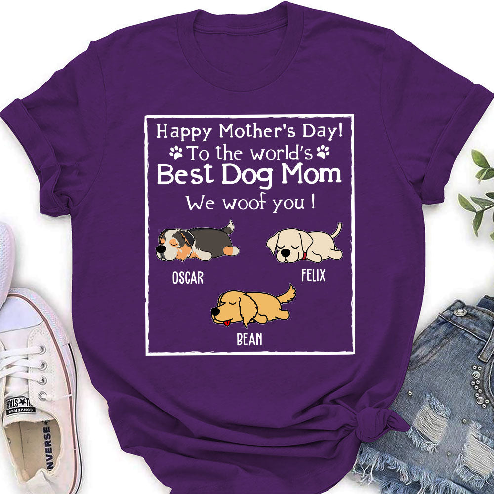 Woof Best Dog Mom Version 2 - Personalized Custom Women's T-shirt: Ideal Gift for Pet Lovers