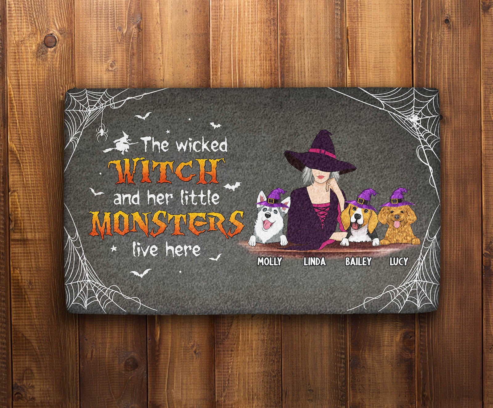 We Live Here - Customizable Personalized Doormat with Your Dog's Picture