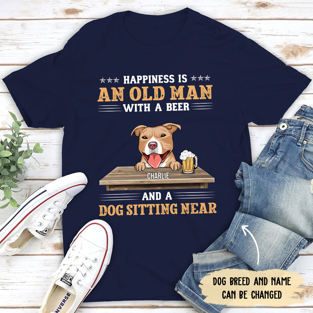Personalized Custom Unisex T-shirt: Old Man Enjoying Beer with His Dog