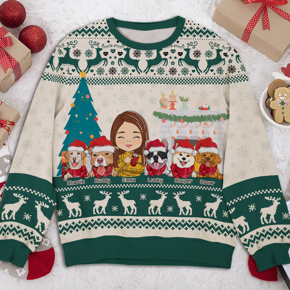 Dog Dad Pawlidays - Personalized Custom All-Over-Print Unisex 8.8 oz Polyester Blend Sweatshirt