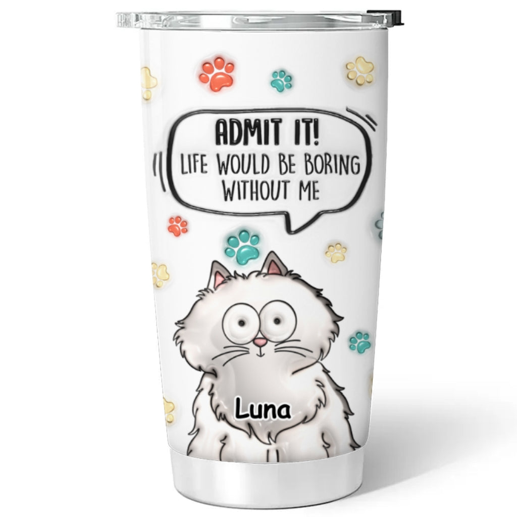 Adorable Personalized Custom 3D Inflated Effect Cat Tumbler - 20oz High - Quality Stainless Steel