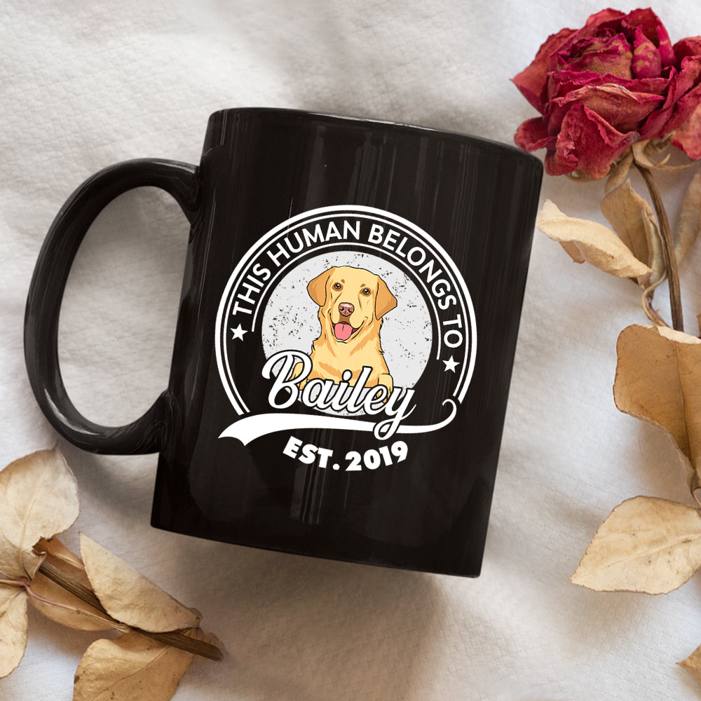 Human Belongs To Dog 2 - Exquisite Personalized Custom Coffee Mug for Pet Lovers
