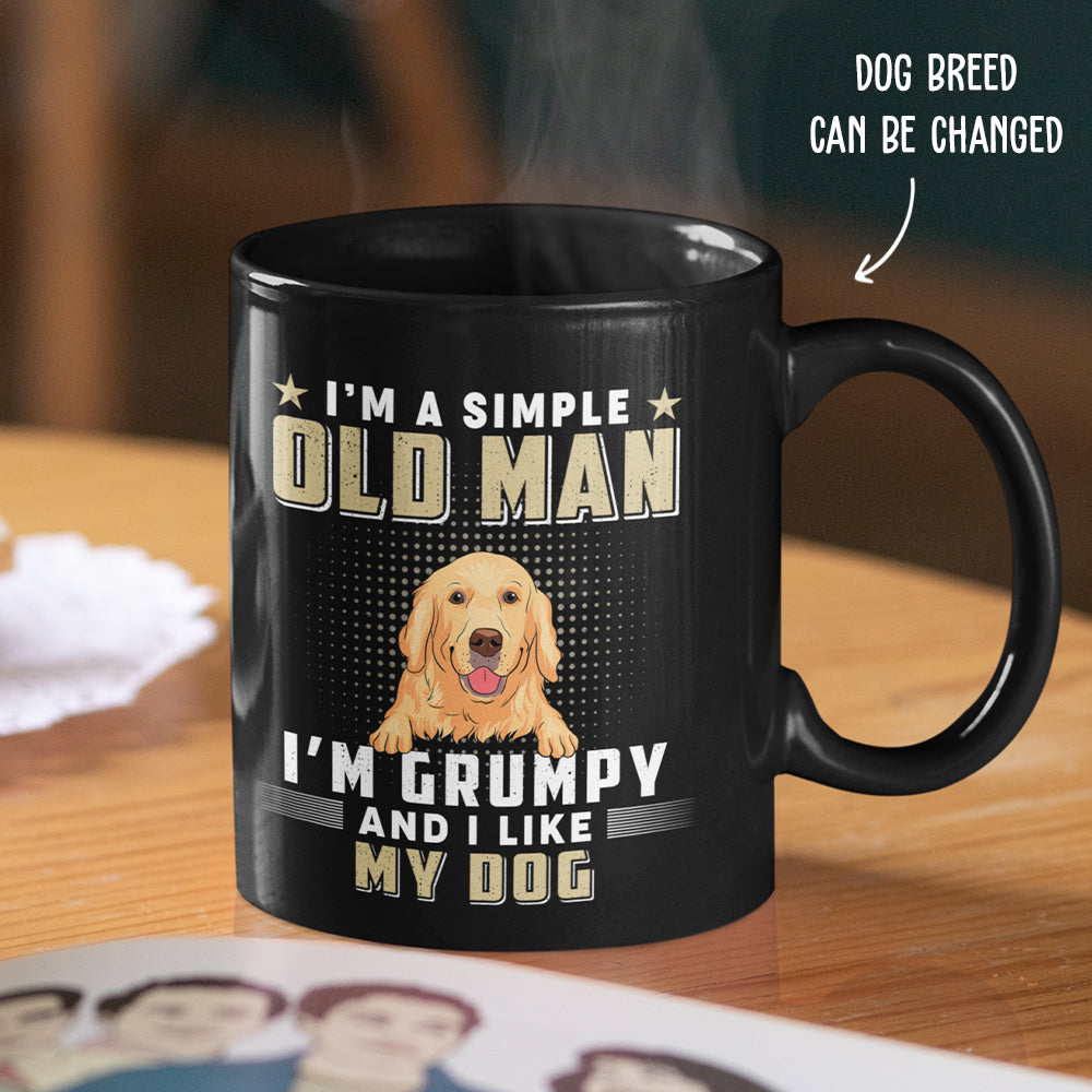 Simple Old Man - Personalized Custom 11oz/15oz Black Ceramic Coffee Mug for Pet Lovers