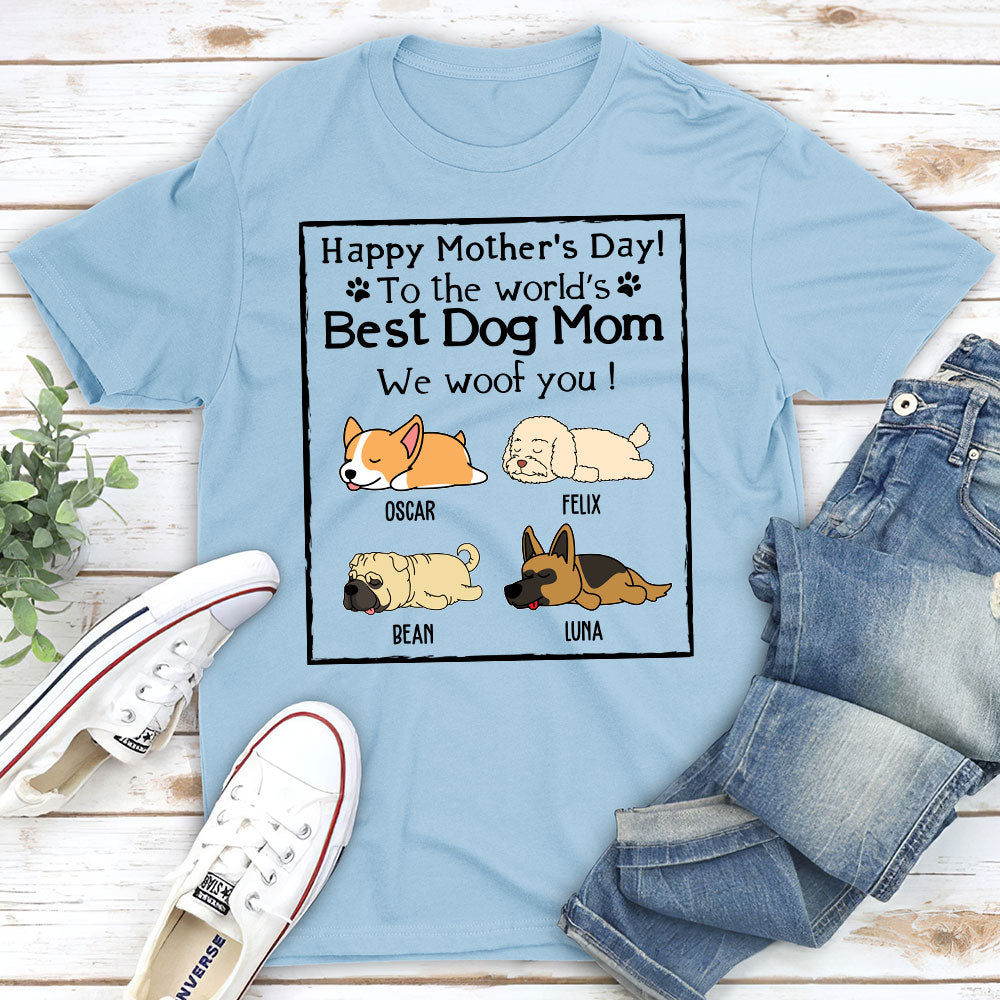 Woof Best Dog Mom - Personalized Custom Unisex 5.3 oz T-shirt for Pet Lovers