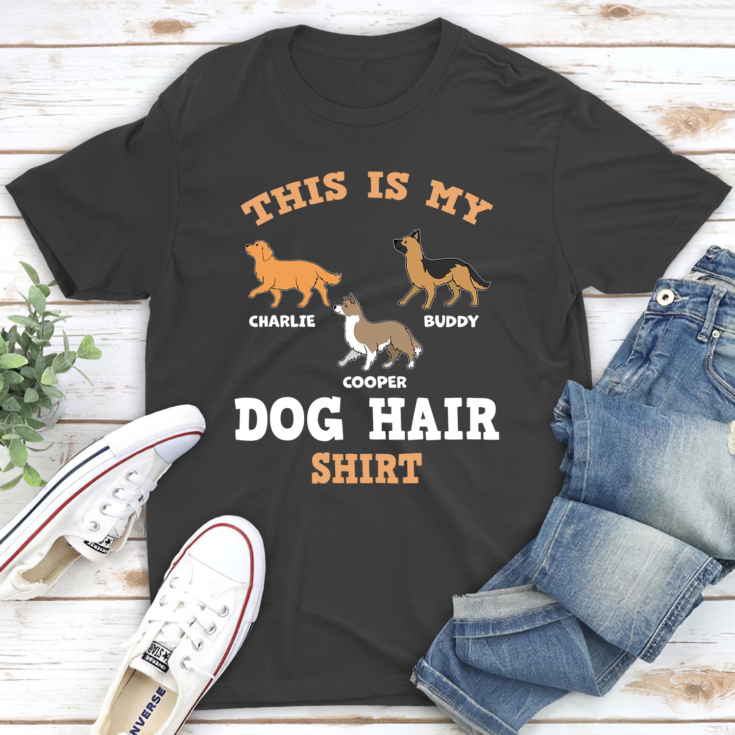 This Is My Dog Hair Personalized Custom Unisex 5.3 oz T-shirt - Ideal Gift for Pet Lovers