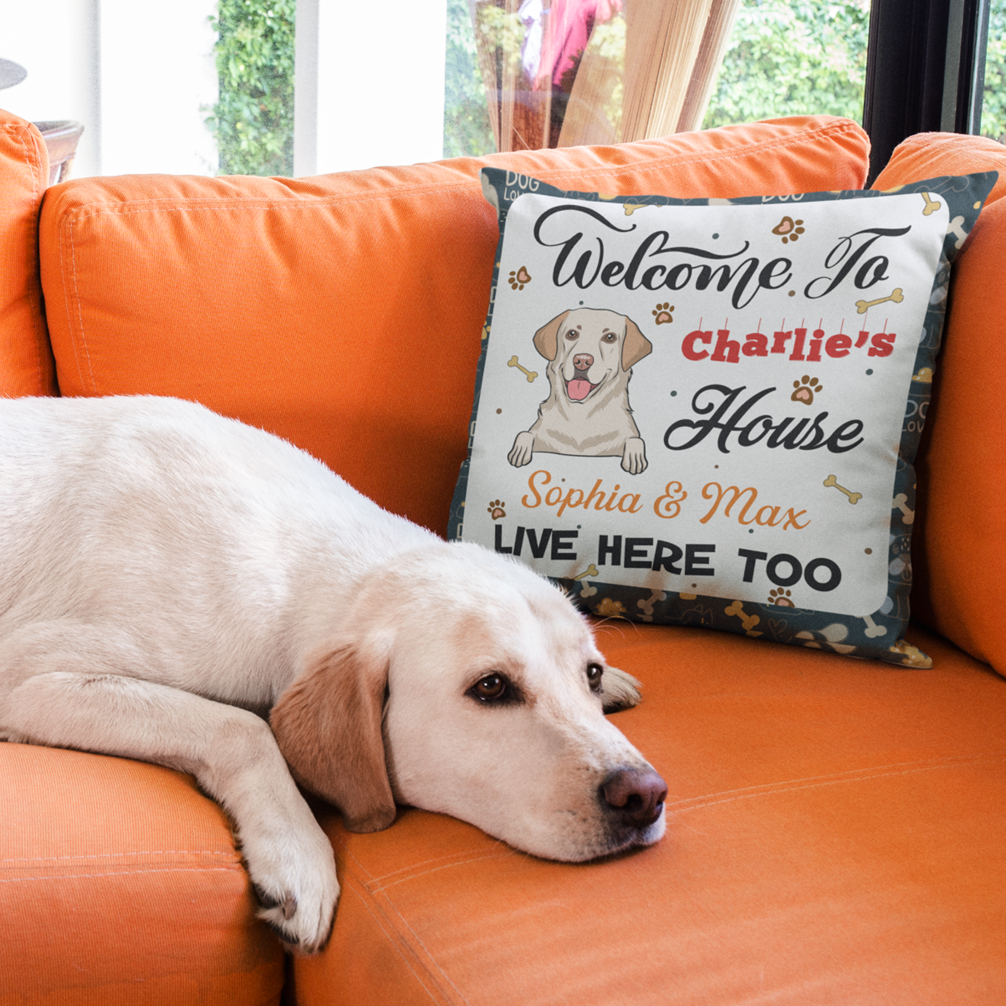 Welcome To My House 1 - Personalized Custom Linen Throw Pillow in 12' x 12' and 18' x 18' Sizes
