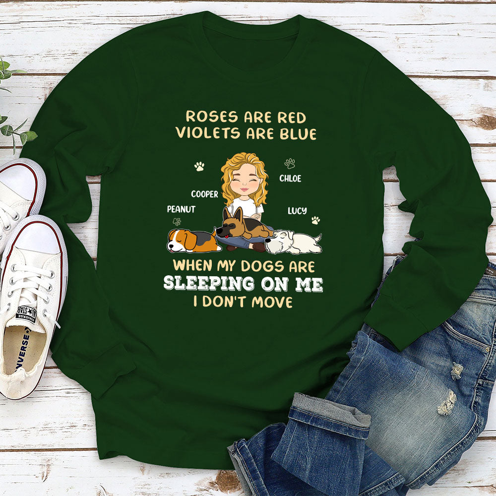 Sleeping On Me - Exclusive Personalized Custom Long Sleeve Unisex T-shirt for Pet Lovers