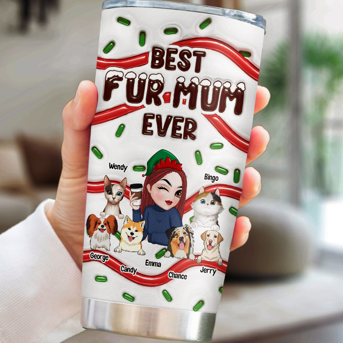 Top-Rated Personalized Custom 3D Inflated Effect Tumbler for Fur Moms - Ideal Gift with Thousands of Cool Designs
