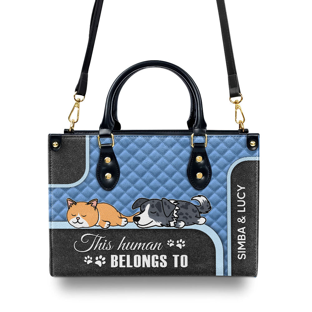 This Human Belongs - Exquisite Personalized Custom Leather Handbag for Fur Baby Lovers