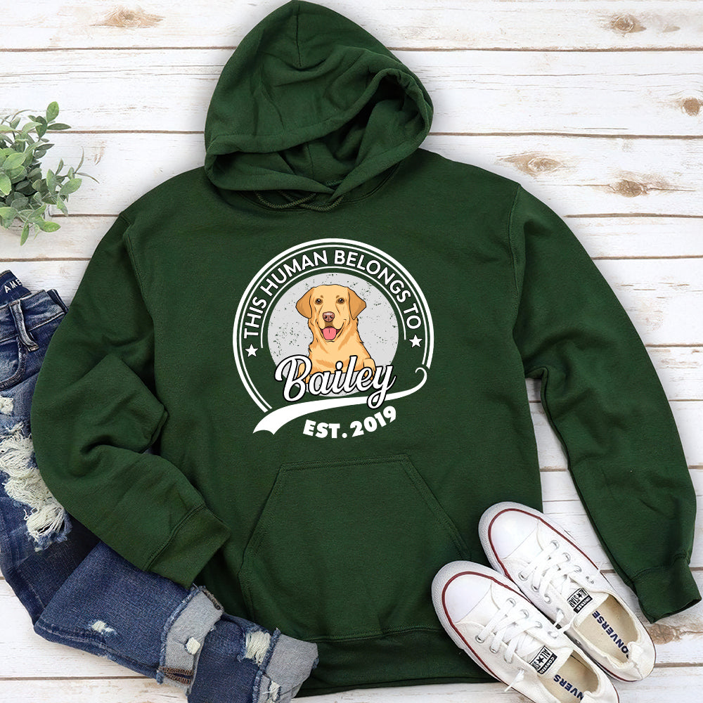 Human Belongs To Dog Version 2 - Personalized Custom Unisex 8.0 oz Hoodie for Pet Lovers