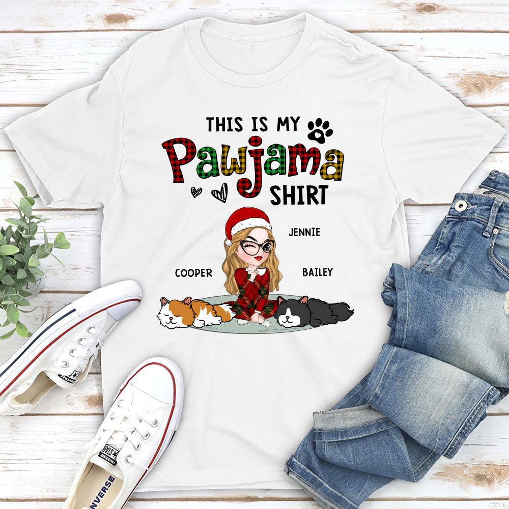 Pawjama Shirt Ver Cat - Personalized Custom Unisex 5.3 oz T-Shirt for Pet Lovers