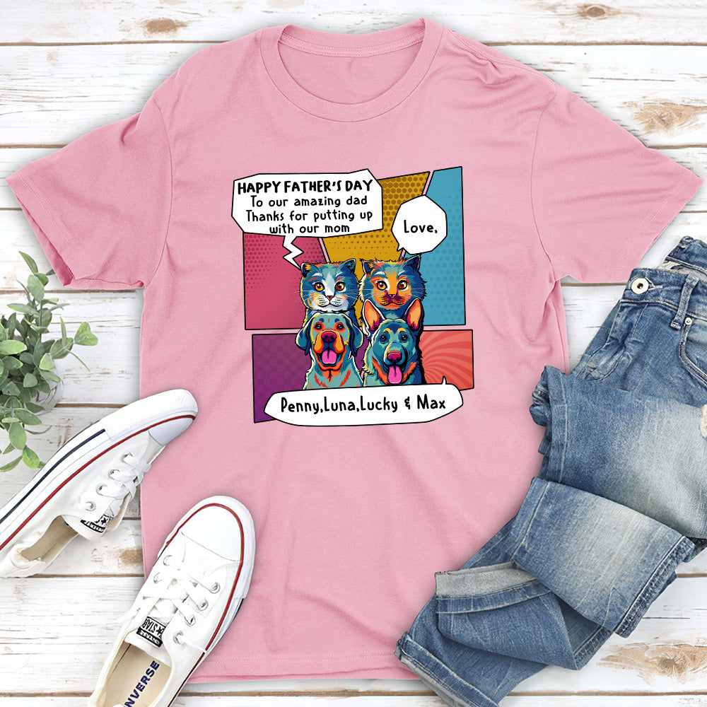 Stunning Pop Art Personalized Custom Unisex Pet Dad T-shirt