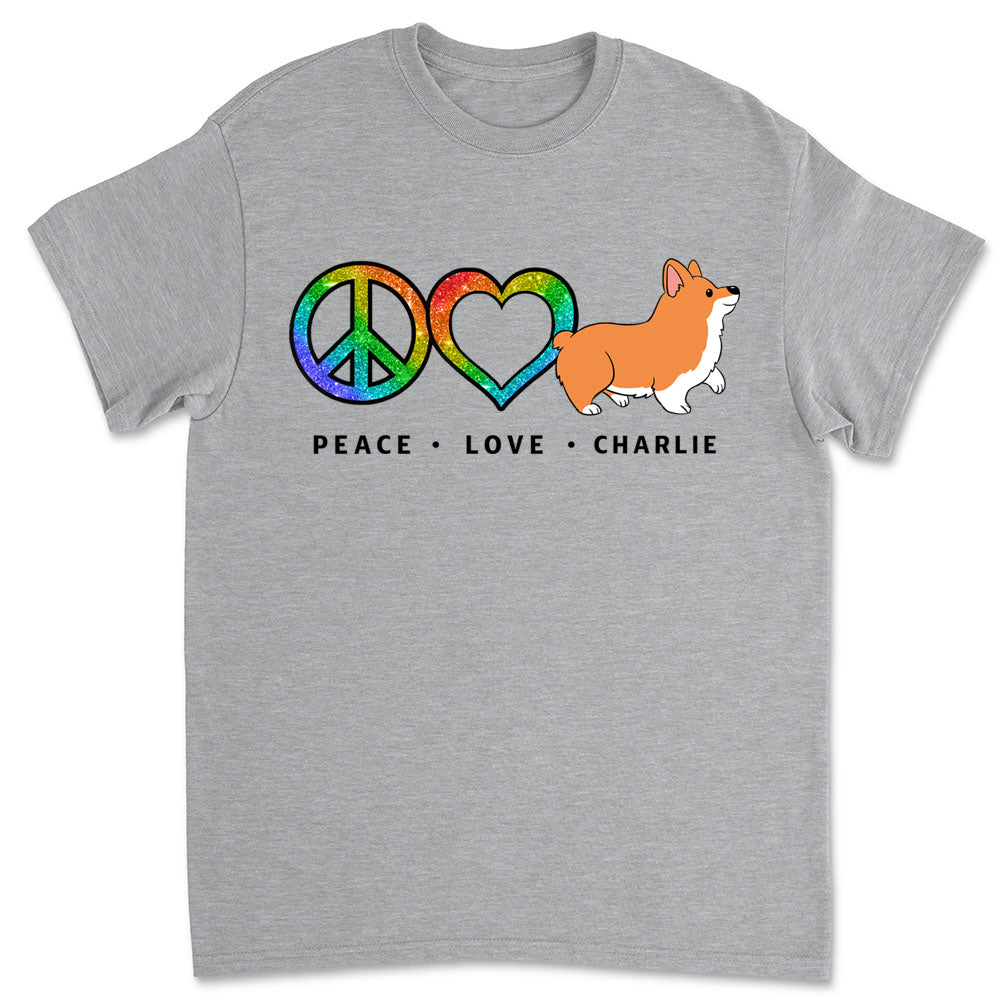 Peace Love Dog Pattern - Customizable Premium Personalized Men's T-shirt