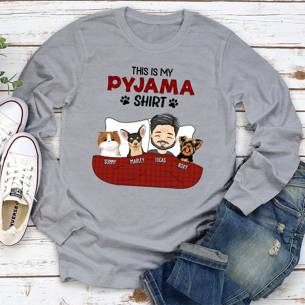 Personalized Custom Long Sleeve Pajama Shirt - Ideal Gift for Pet Lovers